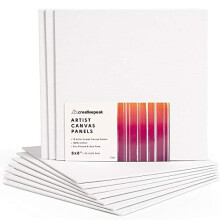 Blank Canvas Panels 20x20cm (8x8) - 10x Square Boards, Primed, Stretched, Acid-Free & 100% Cotton - Professional Art Supplies - Perfect for Acry