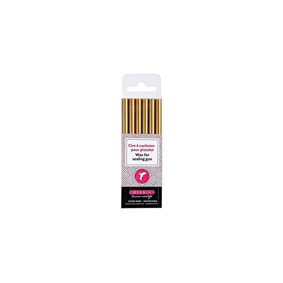 Herbin Gold Jacques - Ref 35804T - Special Wax Sticks For Use With Wax Guns - (Pack Of 6) - 12Cm Long Sticks, Each Stick Makes Approx. 8 Stamps,