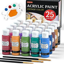 Acrylic Paint, Shuttle Art 25 Vintage Colours Acrylic Paint Set, 2oz/60ml Bottles, Rich Pigmented, Premium Acrylic Paints for Artists, Beginners
