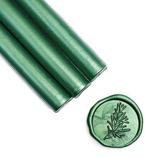 UNIQOOO Mailable Glue Gun Sealing Wax Sticks for Wax Seal Stamp - Metallic Botanical Green, Great for Birthday Cards, Wedding Invitations, Envelo