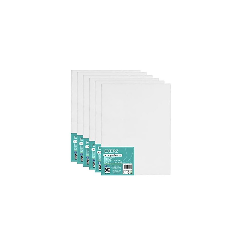 Exerz 30X40cm Canvas Panels 3Mm 6Pcs - A3 Canvas Board 100% Cotton 280Gsm/ Blank Canvas / Triple Primed/ Acid Free/ Medium - Oil & Acrylic Grain