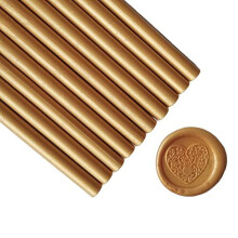 10 Pieces Gold Sealing Wax Sticks for Wax Seal Stamp, AMTOL Sealing Wax Sticks for Glue Gun,Great for Wedding Invitations, Wine Packages,Cards En