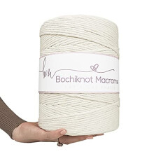 Bochiknot Giant Bulk Macrame Cord Roll 3mm x 633 Yards (1900ft) | 100% Natural Jumbo Cotton Craft Rope | Single Strand Twisted String Cord for Kn