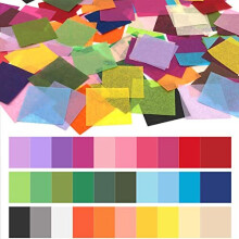 Cinvo 2X 2 inch Tissue Paper Squares Rainbow Tissue Mosaic Squares for Arts Crafts DIY Projects Scrunch Art Classroom Activities and More- 30 Ass