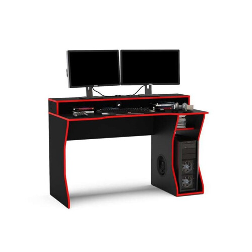 Birlea Enzo Ultimate Gaming Station Computer Desk - Black with Red Edging