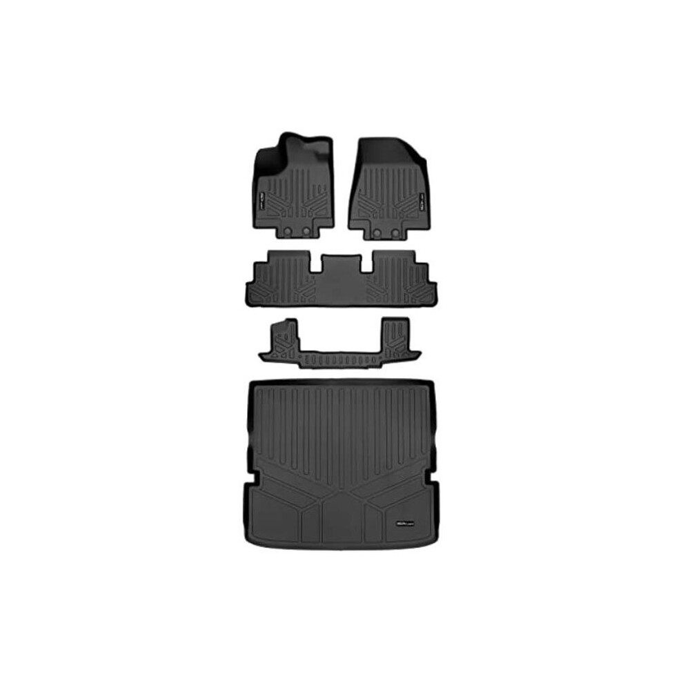 Smartliner Sa0567-B0567-C0567-D0567 Custom Fit 3 Rows Behind 2Nd Row Floor Mats & Cargo Liner Set For 2022-2023 Nissan Pathfinder, Black 840004629070