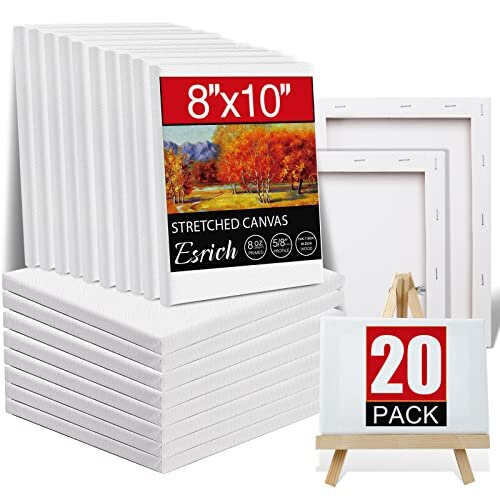 20 Τεμάχια Καμβάδες Ζωγραφικής 8x10, Καμβάς για Λάδι & Ακρυλικό Χρώμα.