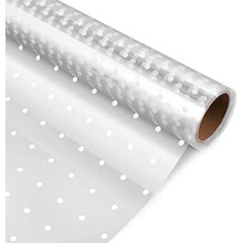 Floralcraft 40cm X 10M Universal Cellophane Wrap Roll - White Dotted, Florist Wrapping Cellophane Roll for Hampers Bouquet Basket Christmas Gift
