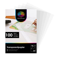 OfficeTree 100 x Tracing Paper A4 100 GSM - Vellum Paper - for Drawing Sewing and Crafting - Can be Used on Both Sides