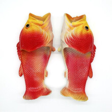 (Red, EU40/EU41) Creative Fish Shower Slippers Funny Beach Shoes Sandals Bling Flip Flops
