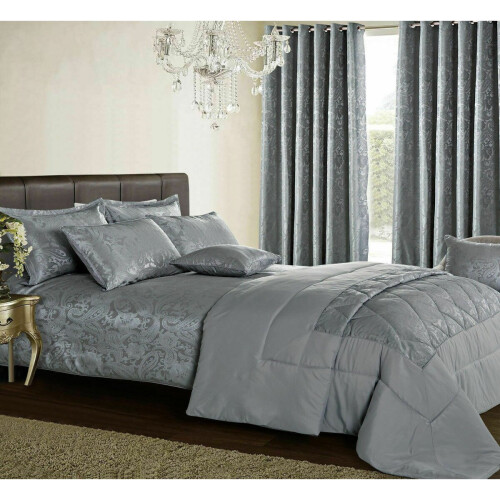 (Silver  (Bedspread), King ) 3PCs Luxury Cleo Bedspread Throw Comforter Soft Bedding Set & Duvet Set