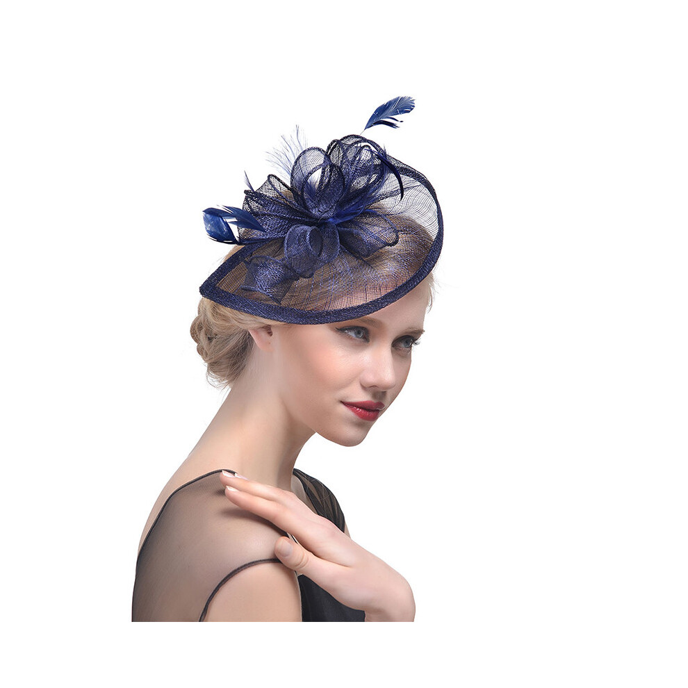 (Navy) Women Headband Aliceband Hat Fascinator Weddings Ladies Day Race Royal Ascot Hat