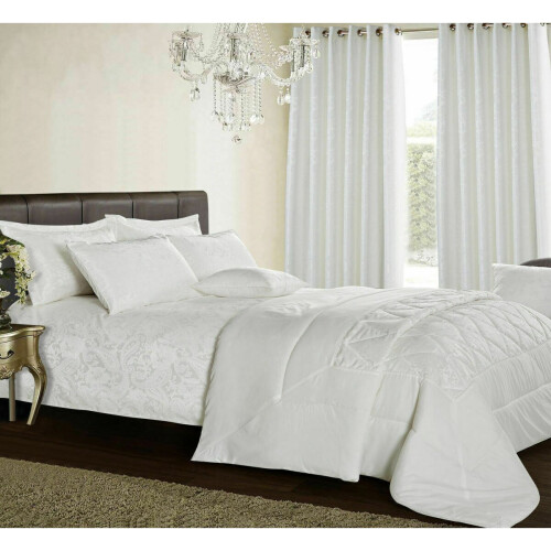 (White  (Bedspread), Double ) 3PCs Luxury Cleo Bedspread Throw Comforter Soft Bedding Set & Duvet Set