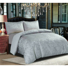 (Silver  (Duvet-Set), King ) 3PCs Luxury Cleo Bedspread Throw Comforter Soft Bedding Set & Duvet Set