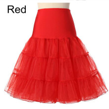 (Red, L) Skirt Support Soft Mesh Gauze Support Lolita Half Body Petticoat Fluffy Skirt
