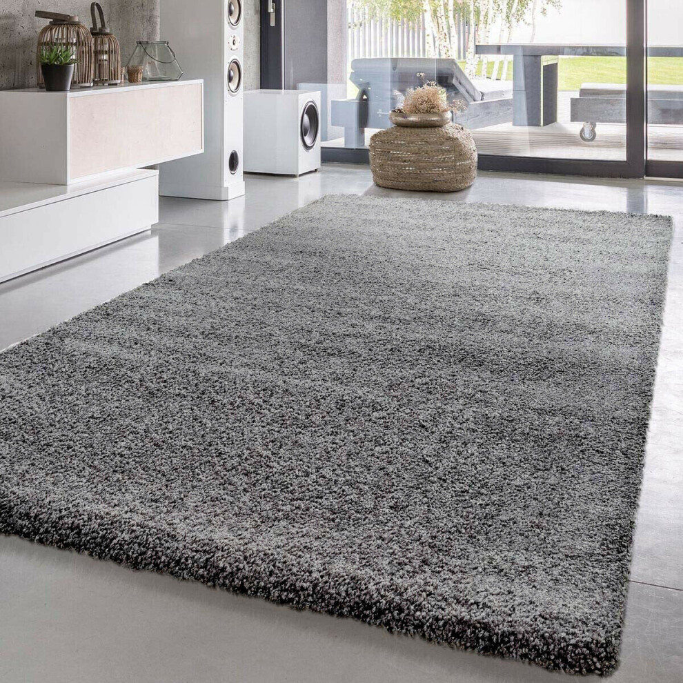 (Grey, 60cm x 110cm) Soft Shaggy VERONA Rug Living Room Bedroom Carpet Hallway Runner Non Shed Pile-image-OPC-P99BBWD-NEW