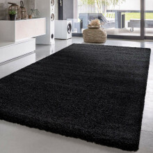 (Black , 120cm x 120cm (ROUND) Soft Shaggy VERONA Rug Living Room Bedroom Carpet Hallway Runner Non Shed Pile