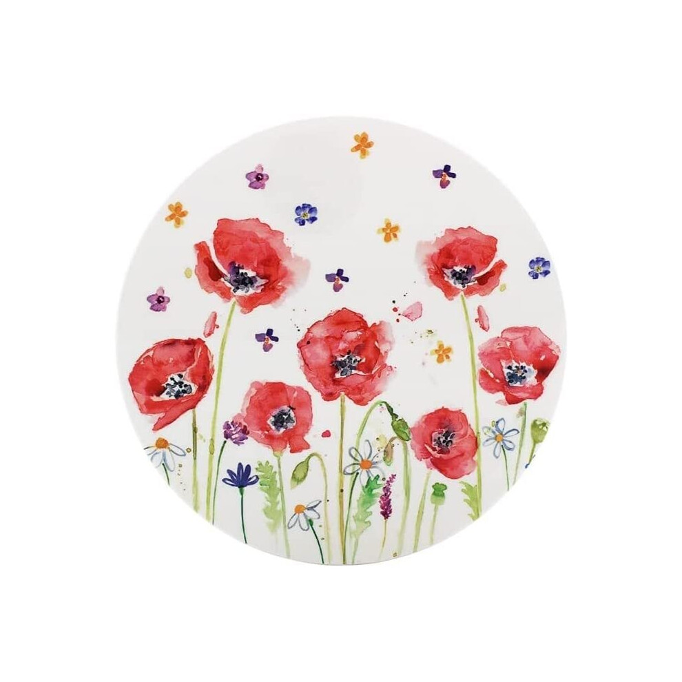 Lesser & Pavey Poppy Field - Floral 16Cm Trivet, Round, Fine China, Boxed Red/White