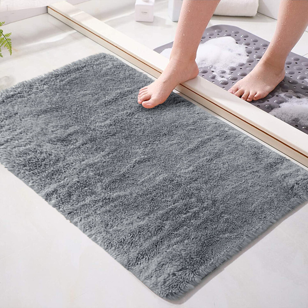 (Grey, 60 X 110 cm) Fluffy Rugs Anti-Slip Large Shaggy Rug Super Soft Mat Living Room Bedroom Carpet