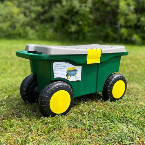 Selections Rolling Sit On Garden Tool Storage Cart 1