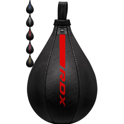 (Red) RDX Speed Ball Bag Boxing Maya Hide Leather MMA