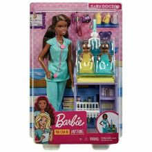 Barbie Baby Doctor Playset with Brunette Doll 2 Infant Dolls Exam Table