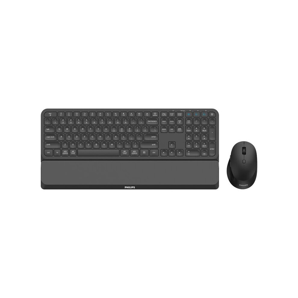 Philips 6000 series SPT6607B - Keyboard and mouse set - wireless - 2.4 GHz, Bluetooth 3.0, Bluetooth 5.0 - UK - black