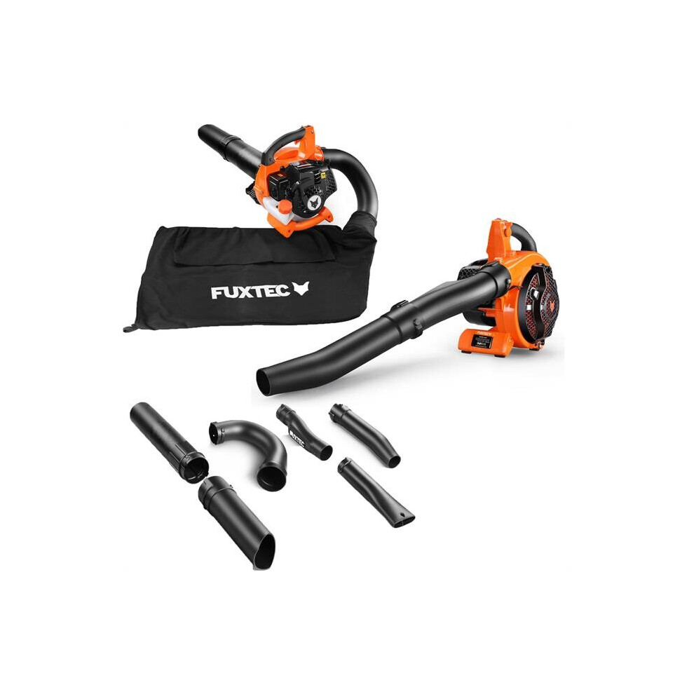 FUXTEC petrol leaf blower - 26cc - 4in1 - blowing-vacuum-shredder-function + collection bag