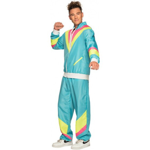 tracksuit retro men's polyester blue size S