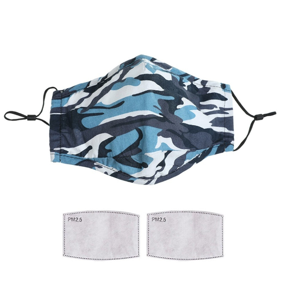 (Blue) Face Mask Reusable Washable Breathable Dust Mouth Cover Camouflage 6112211961620