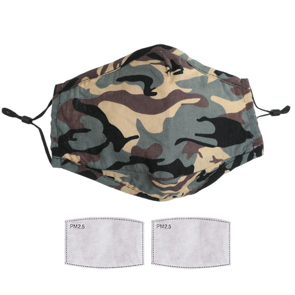 (Brown) Face Mask Reusable Washable Breathable Dust Mouth Cover Camouflage 3654657767358
