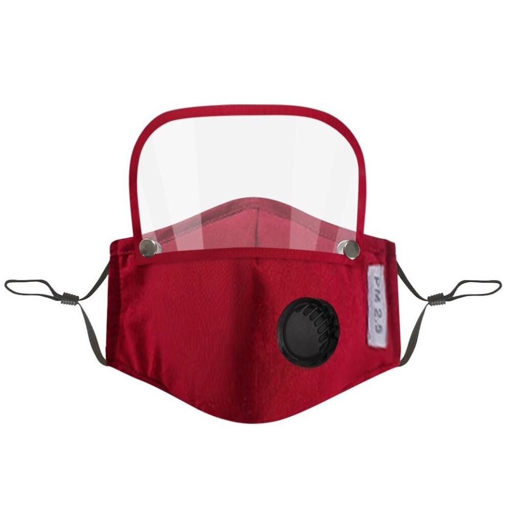 (Red) Kids Cotton Reusable Face Mask With Detachable Eye Shield