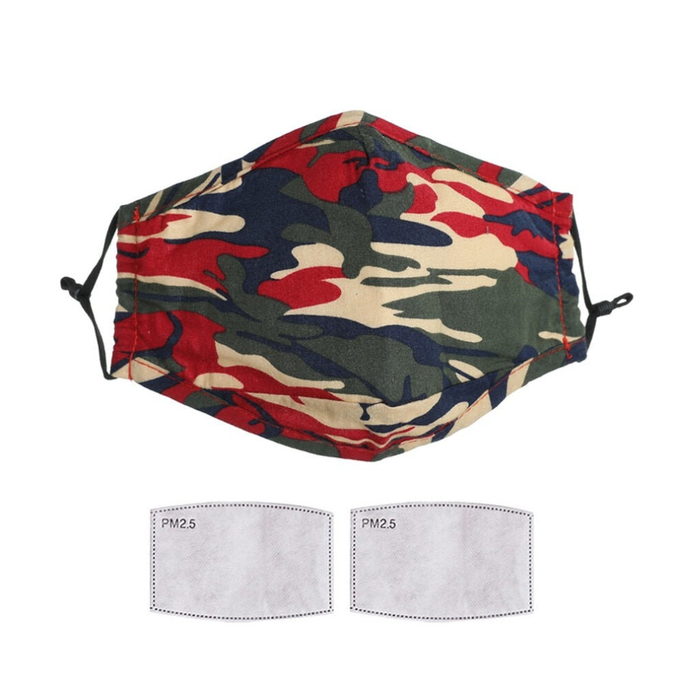 (Red) Face Mask Reusable Washable Breathable Dust Mouth Cover Camouflage 3654657767402