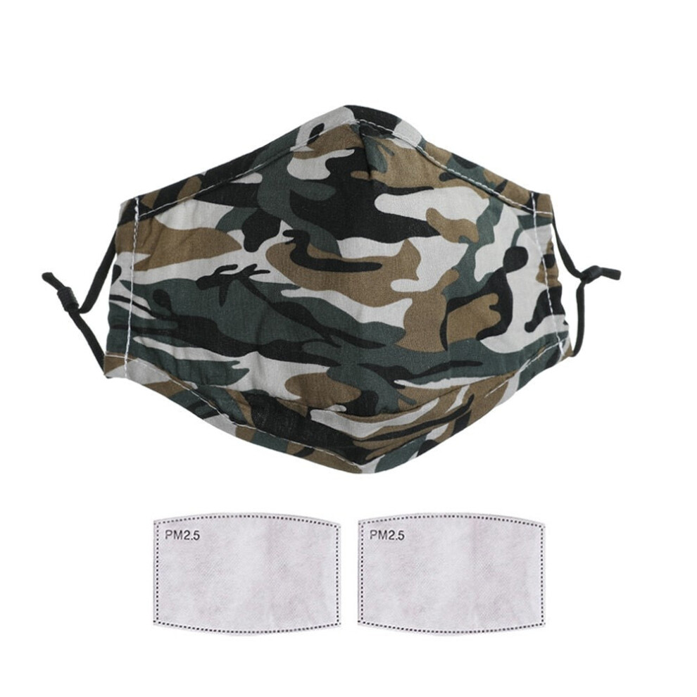 (Grey) Face Mask Reusable Washable Breathable Dust Mouth Cover Camouflage 3654657767365