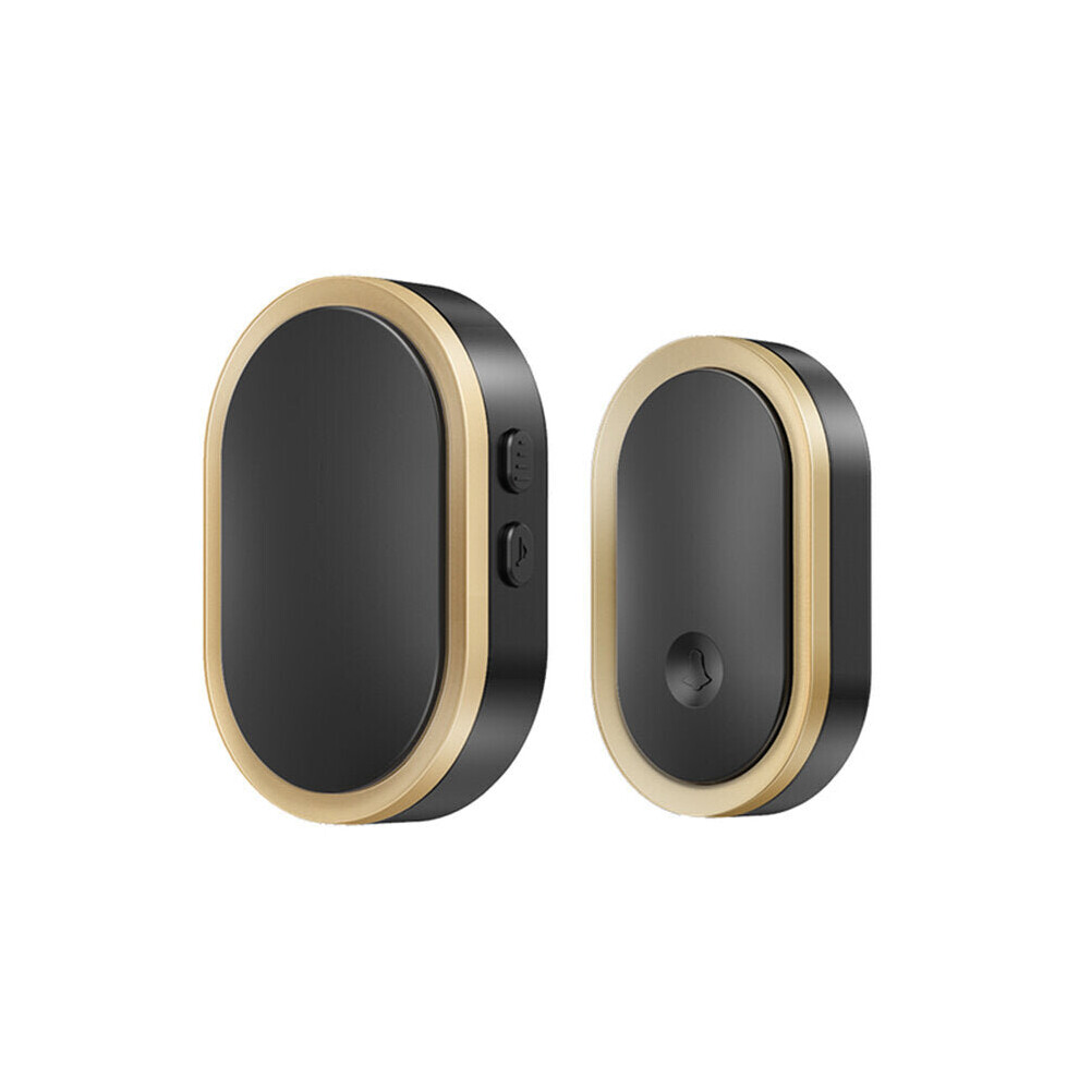 (Black+Gold, EU Plug) Long Distance Doorbell Home Intelligent Wireless Waterproof US EU UK AU Plug 36 Ringtones Door Bell