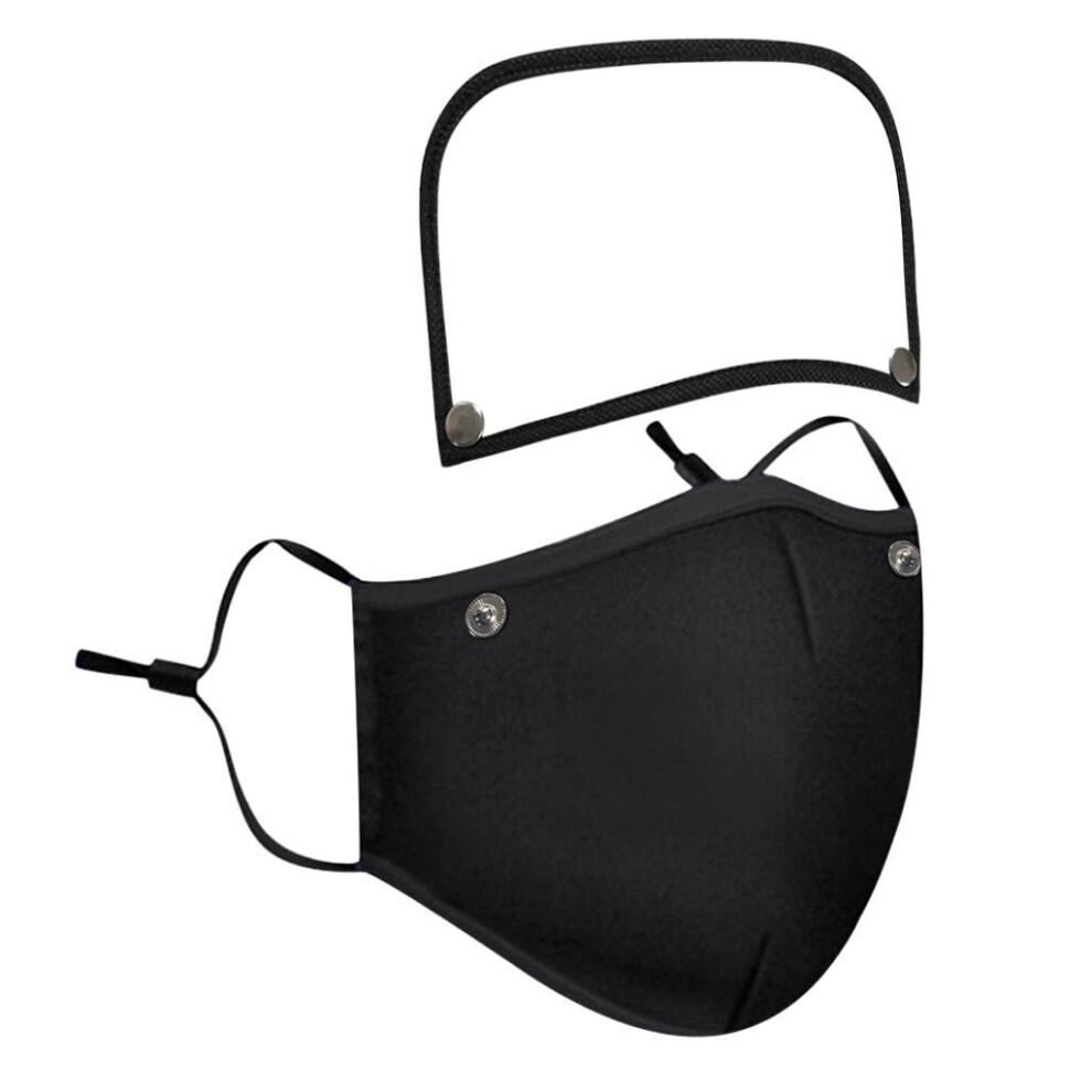 (Black) Adults Washable Reusable Face Mask With Detachable Eye Shield