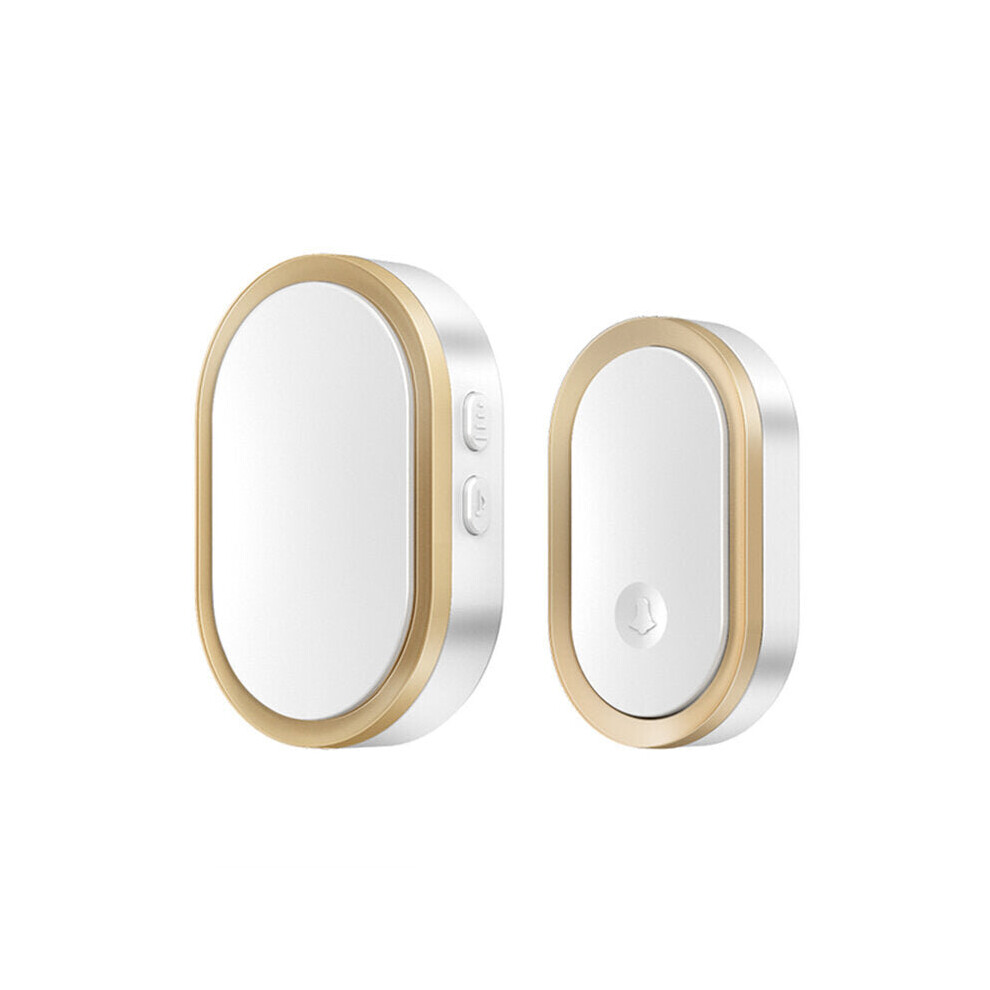 (White+Gold) 2-way Talk Monitor Wireless Voice Intercom Security Doorbell Indoor Unit Receiver with Outdoor Unit Button For Smart Home