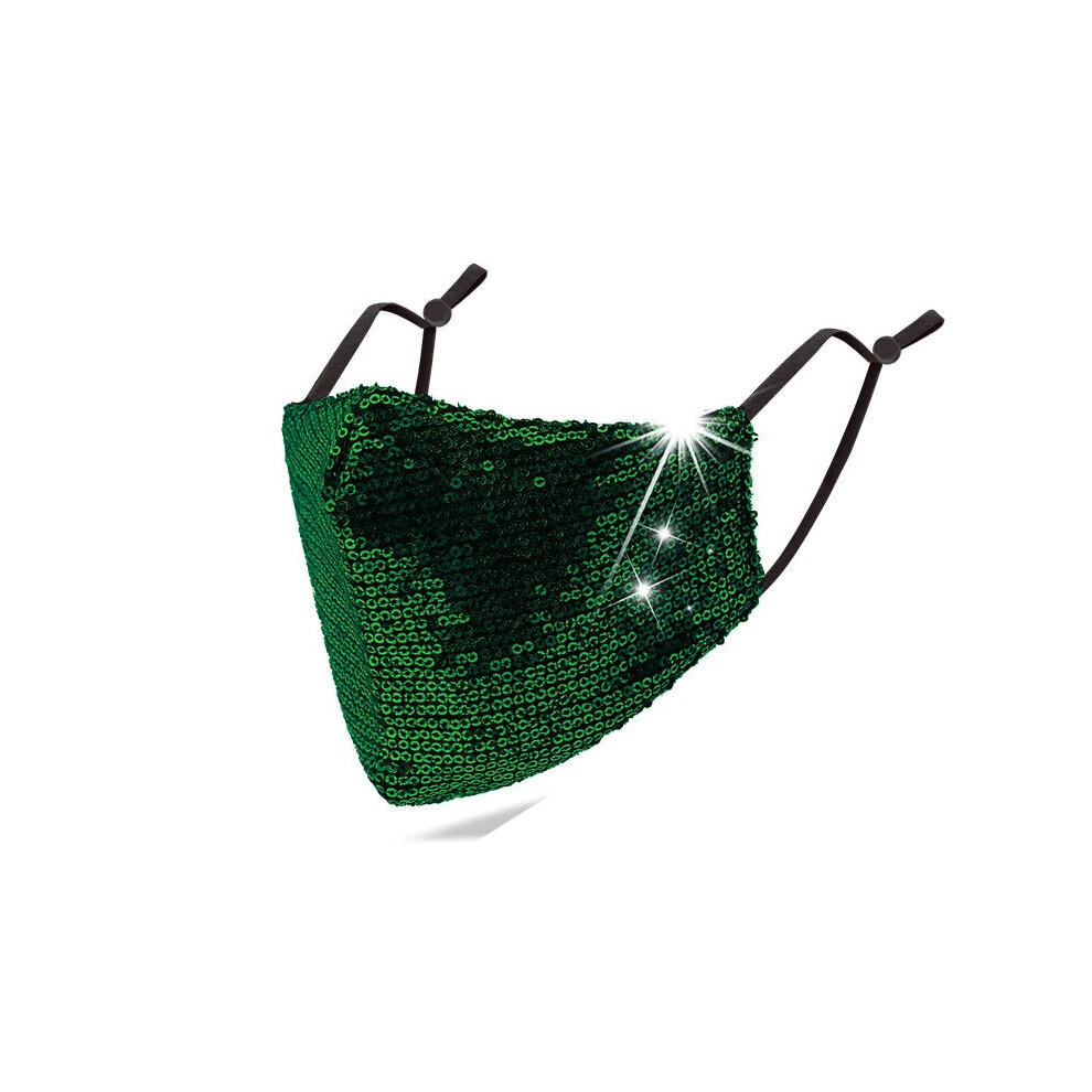 (Bling Green) 3D Bling Fashion Cloth Reusable Protective Mouth Cover 2pcs