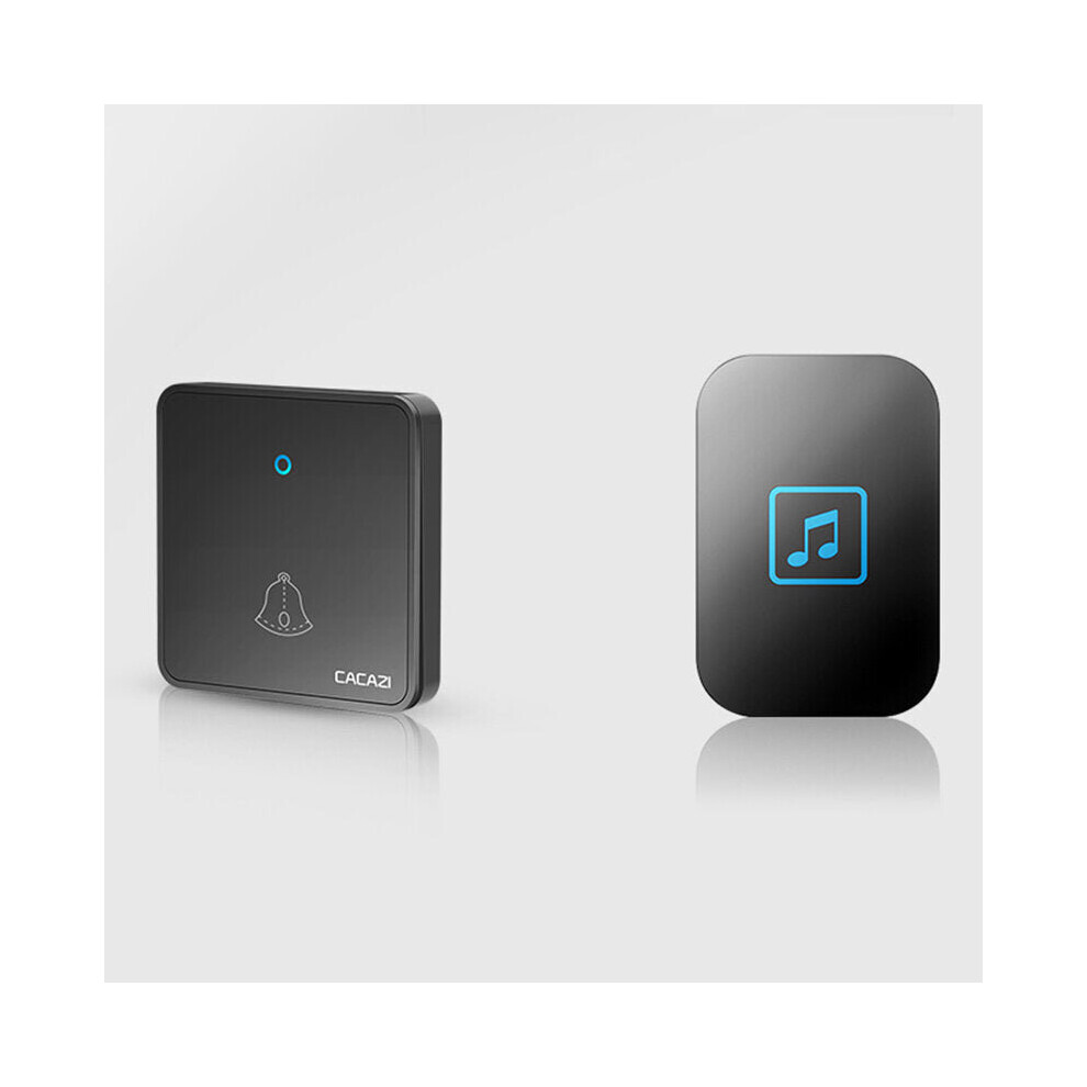 (Black) 1 Receiver 1 Transmitter 300M Remote Waterproof Wireless Smart Digital Ac Doorbell 6112211878645
