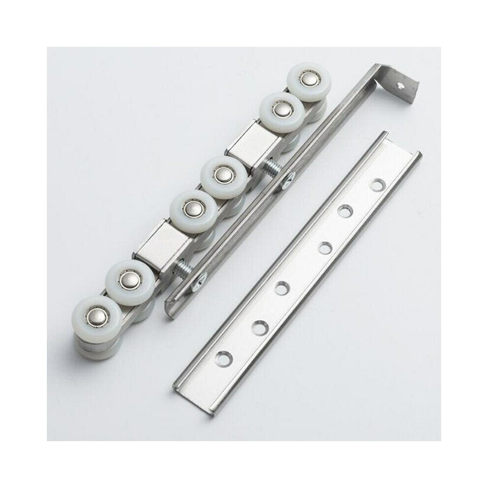 (6 Wheels) 2Pcs Stainless Steel Sliding Wooden Door Wheels Roller Closet Track Pulley Hanging Super Bearing 3654659401717