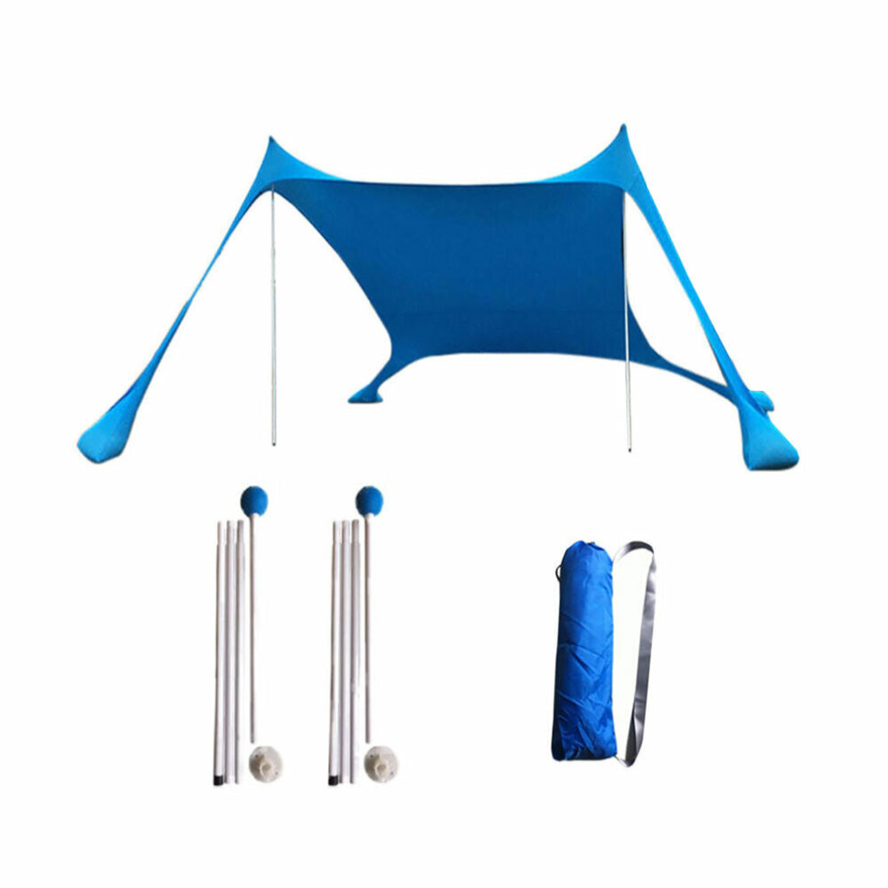 (Blue) 210x210x160CM Family Beach Sunshade Lightweight Anti-UV Sun Shade Tent With Sandbag Anchors For Parks & Outdoor Camping