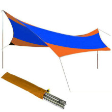(Orange) 5-8 People Anti UV Sun Shelter Set Beach Tent Waterproof Umbrella Awnings Tent Outdoor Camping Fishing Hiking