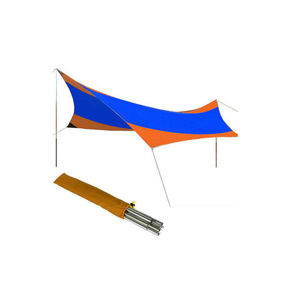 (Orange) 5-8 People Anti UV Sun Shelter Set Beach Tent Waterproof Umbrella Awnings Tent Outdoor Camping Fishing Hiking