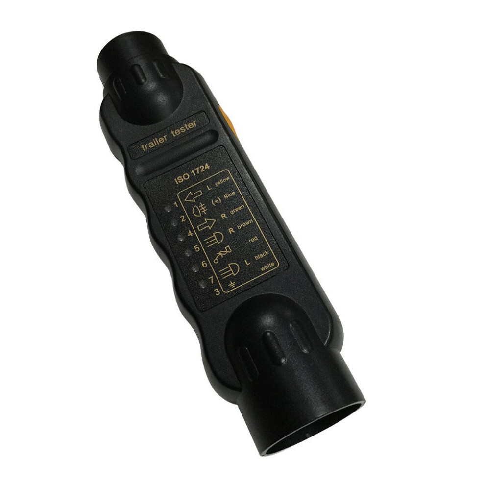 () Vehicle Trailer 7Pin Led Cable Circuit Towing Plug Socket Tester 12V Golden/Light 3654657586799