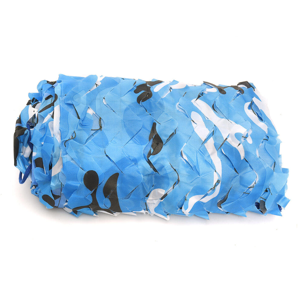 (Blue, L) Outdoor Tactical CS Camouflage Net Sunshade Shelter Hunting Woodland Leaves Cover