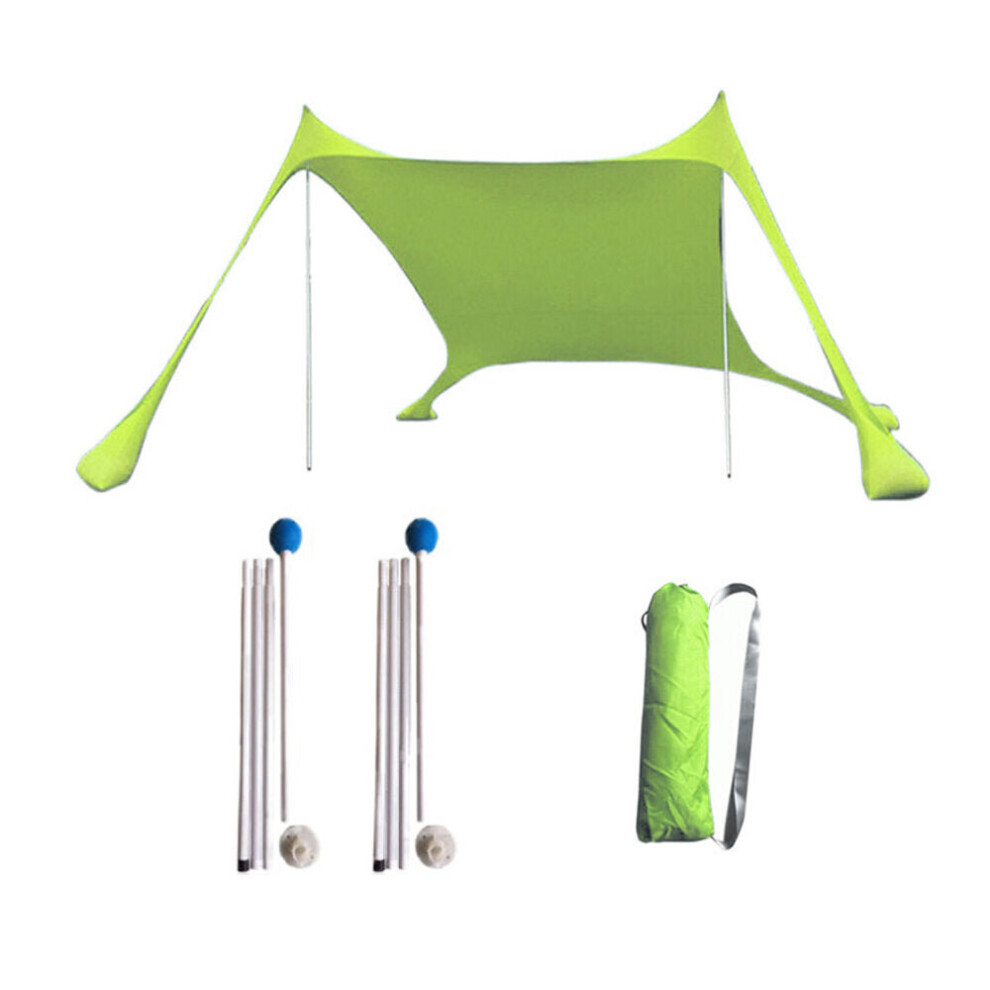 (Green) 210x210x160CM Family Beach Sunshade Lightweight Anti-UV Sun Shade Tent With Sandbag Anchors For Parks & Outdoor Camping