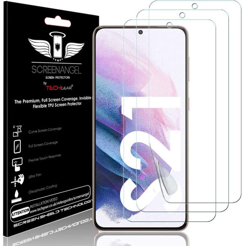 Techgear TECHGEAR [3 Pack Screen Protector fits Samsung Galaxy S21 [Screen Angel Edition] [In-Display Fingerprint Support][Case...