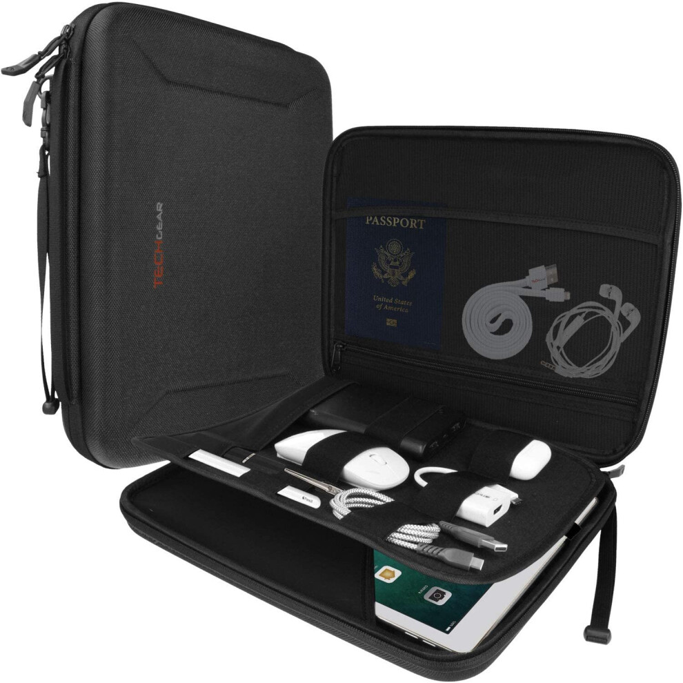 Techgear Portfolio Tablet Sleeve Organiser - Zipped Hard Shell Protective Business Carry Cover Bag Holder Case Fits Ipad Pro...