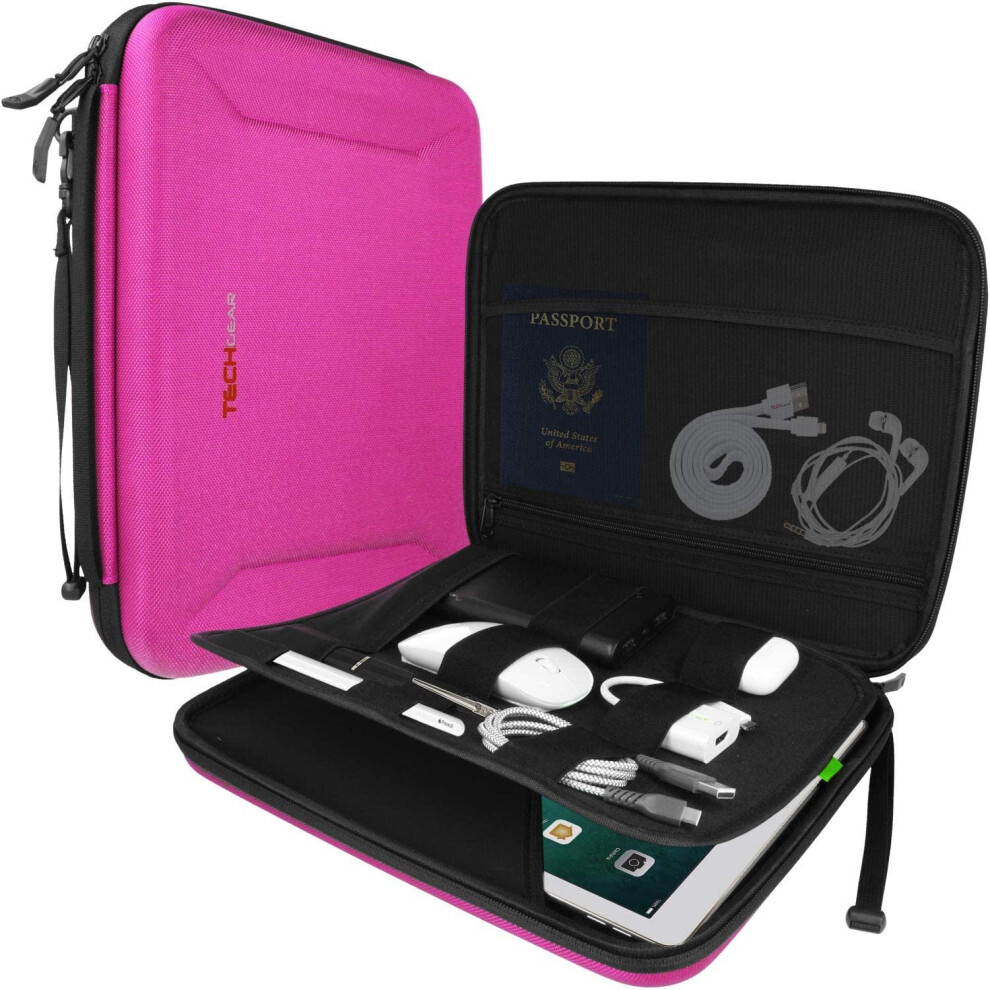 Techgear Portfolio Tablet Sleeve Organiser - Zipped Hard Shell Protective Business Carry Cover Bag Holder Case Fits Ipad Pro...