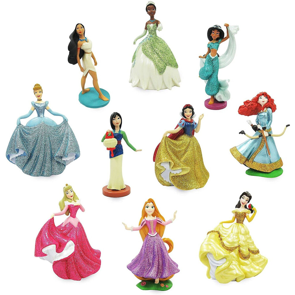 Disney Store Figurine Playset, 10 Figures, Princesses In Classic Gowns